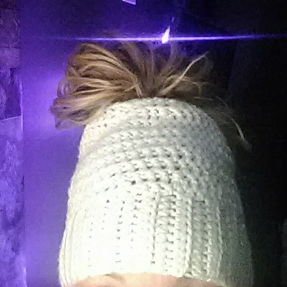 Crocheted Messy Bun beanie